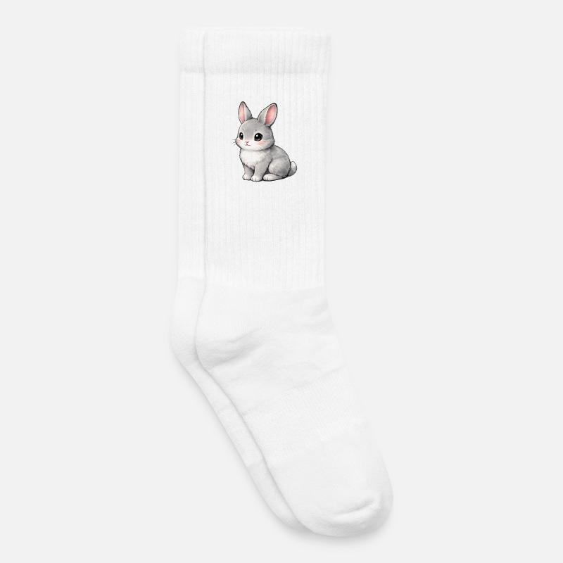 Gray Bunny Illustration - Kinder Tennissocken - Weiß