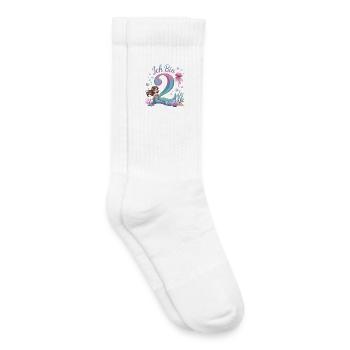 Ich Bin 2 Meerjungfrauen Mädchen 2. Geburtstag - Kinder Tennissocken - Weiß - Rechts