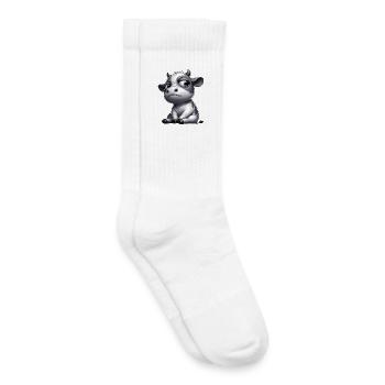 Cartoon Funny Cow Comique Bull Pride sceptique - Chaussettes de tennis bio enfant - blanc - Droite