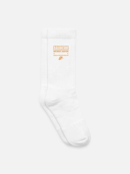 Bauherr Lustiges Geschenk Hausbau Baustelle - Kinder Tennissocken - Weiß