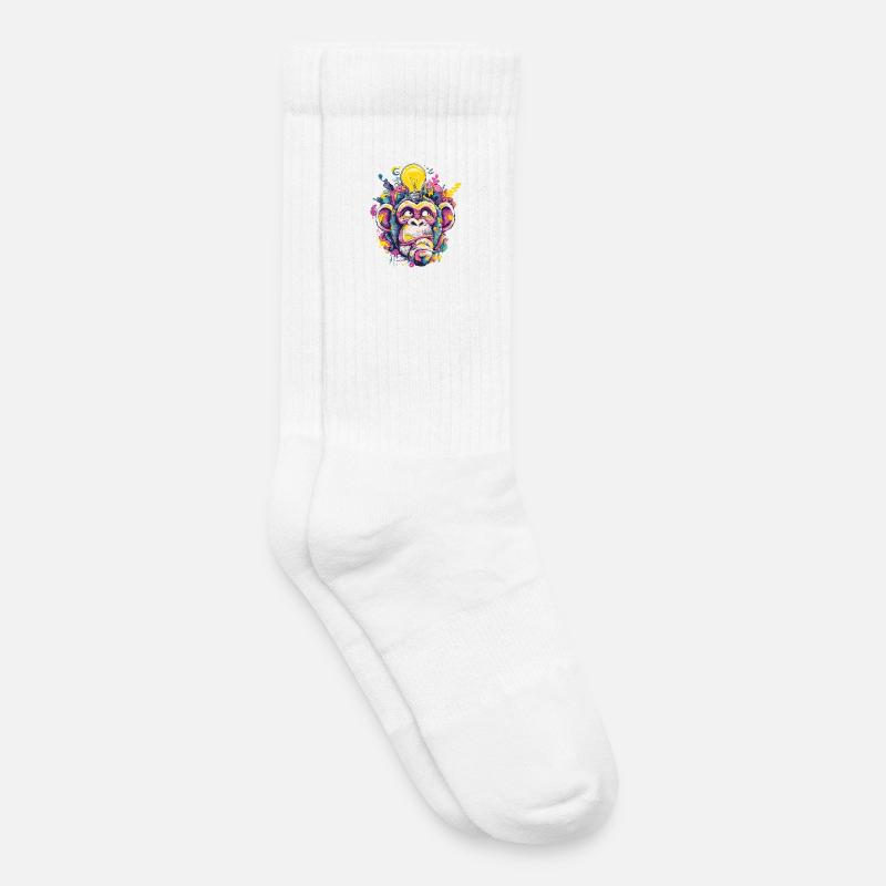 Glowing Monkey Graffiti - Kids Tennis Socks - white