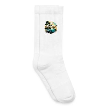 Wüstenpalme am Ozean-Kreis - Kinder Tennissocken - Weiß - Rechts