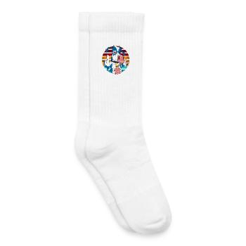Cow with middle finger in rainbow - Kids Tennis Socks - white - Right