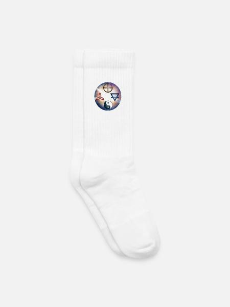Kosmisches Gleichgewicht Yin Yang und Heilige Siegel - Kinder Tennissocken - Weiß