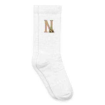 N avec Turtle Cartoon - Chaussettes de tennis bio enfant - blanc - Droite