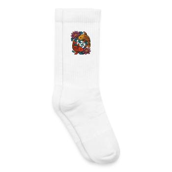 Koi and Lotus Circular Design - Kids Tennis Socks - white - Right