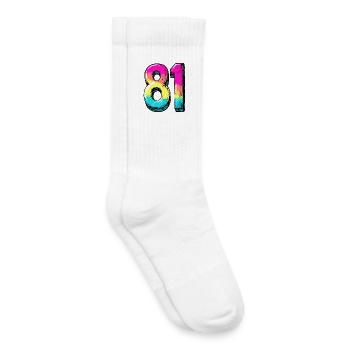 81 Zahl Bunt - Kinder Tennissocken - Weiß - Rechts