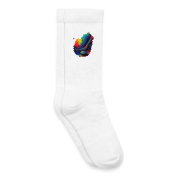Crosse de Hockey Multicolore Style Aquarelle - Chaussettes de tennis bio enfant - blanc - Droite