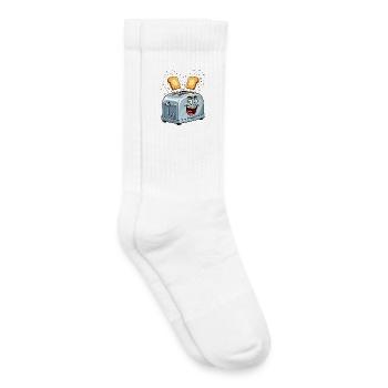 Cheerful toaster with jumping toast - Kids Tennis Socks - white - Right