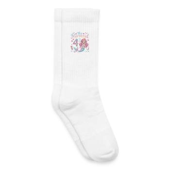 4e anniversaire de la sirène 4 ans - Chaussettes de tennis bio enfant - blanc - Droite