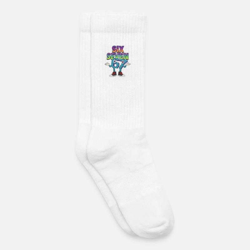 Six Seven 67 Meme – Brainrot Retro Style - Kinder Tennissocken - Weiß