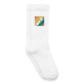 New Zealand Land Map Retro Logo Vintage NZ - Kids Tennis Socks - white - Right