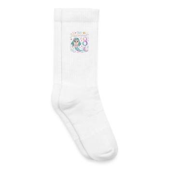 Sirène 8e anniversaire 8 ans - Chaussettes de tennis bio enfant - blanc - Droite