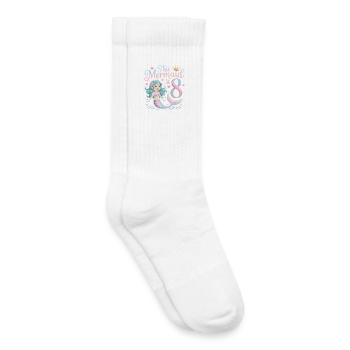 Sirène 8e anniversaire 8 ans - Chaussettes de tennis bio enfant - blanc - Droite