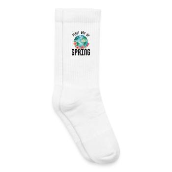 Premier jour du printemps Joyeuses Pâques Printemps Ostara - Chaussettes de tennis bio enfant - blanc - Droite