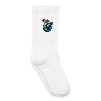 Astronaut hugging Earth - Kids Tennis Socks - white - Right
