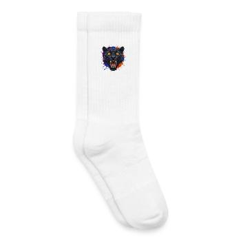Schwarzer Pantherkopf mit Farbklecks - Kids Tennis Socks - white - Right