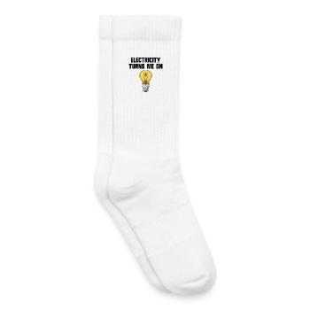 Physikwitz: Elektrizität macht mich an (Elektriker - Kinder Tennissocken - Weiß - Rechts