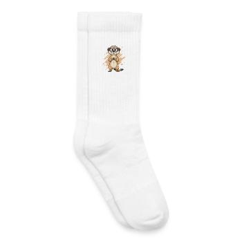 Caricature de Suricate Douteuse - Chaussettes de tennis bio enfant - blanc - Droite