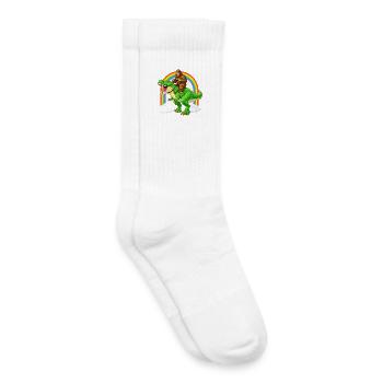 Bigfoot chevauchant un T-Rex Dinosaur Rainbow - Chaussettes de tennis bio enfant - blanc - Droite