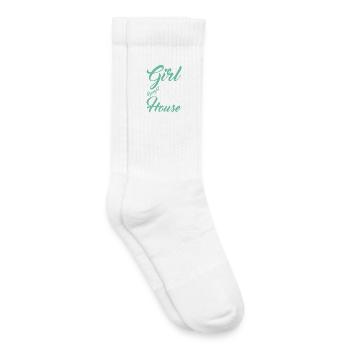 Cette fille a acheté sa première maison - Chaussettes de tennis bio enfant - blanc - Droite