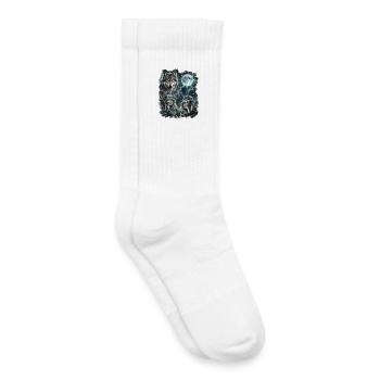 DREI Wilde Wölfe mit Mond Wildlife-Designs - Kinder Tennissocken - Weiß - Rechts