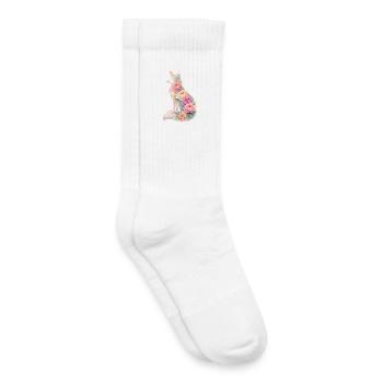Silhouette florale pastel Fox - Chaussettes de tennis bio enfant - blanc - Droite