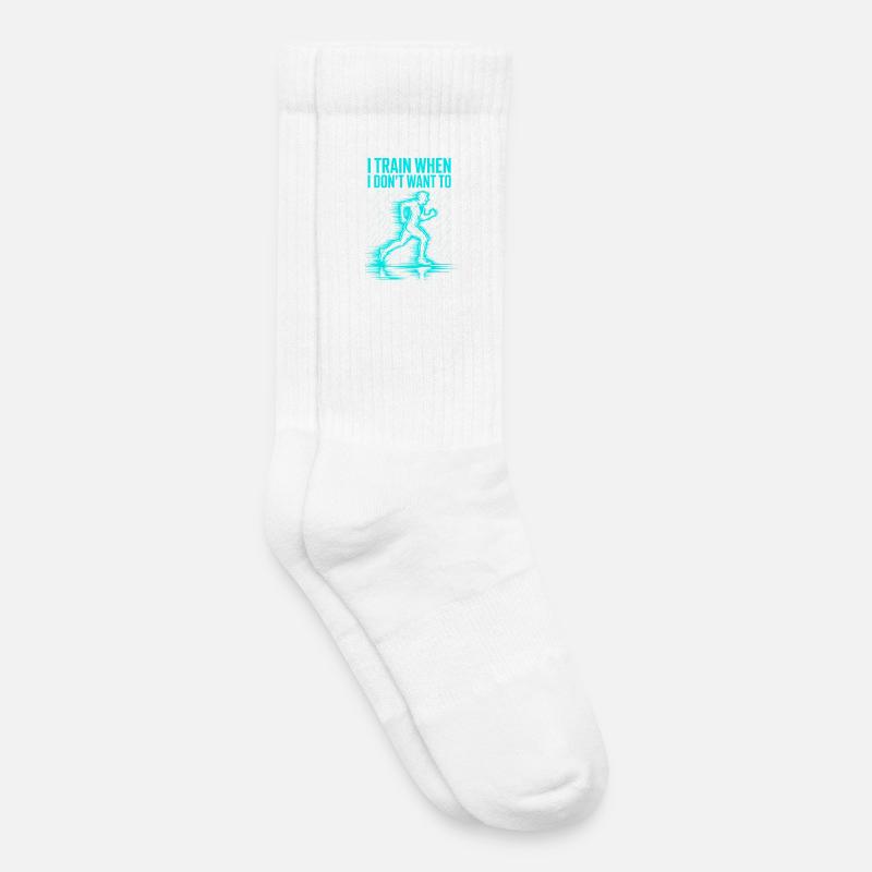 I train even when I don't feel like it – runner - Kids Tennis Socks - white