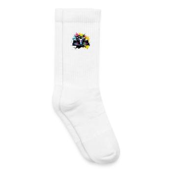 Pilote de course de voitures de course colorées à l’écran - Chaussettes de tennis bio enfant - blanc - Droite