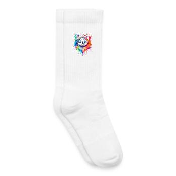 Ragdoll en néon | Art du chat Pop Art - Chaussettes de tennis bio enfant - blanc - Droite