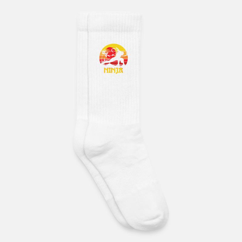 Sunset Ninja Silhouette - Kinder Tennissocken - Weiß
