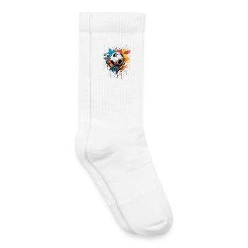Foot Football Ballon Joueur Supporter idée Cadeau - Chaussettes de tennis bio enfant - blanc - Droite