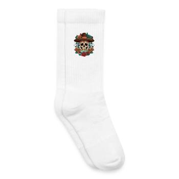 Floral Cinco De mayo Dia de Los Muertos Mexican - Chaussettes de tennis bio enfant - blanc - Droite