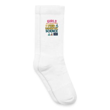 Girls Can Do Anything – Women in STEM Shirt - Kids Tennis Socks - white - Right