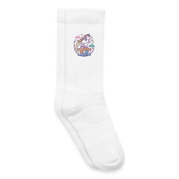 Unicorn Rainbow avec toujours en train de travailler sur mon atterrissage - Chaussettes de tennis bio enfant - blanc - Droite