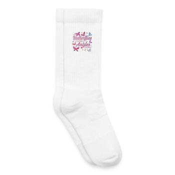 Jardin inspirant des papillons monarques - Chaussettes de tennis bio enfant - blanc - Droite