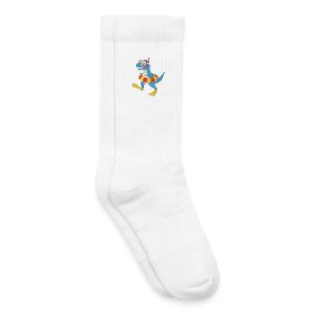 Snorkeling dinosaur on the beach - Kids Tennis Socks - white - Right