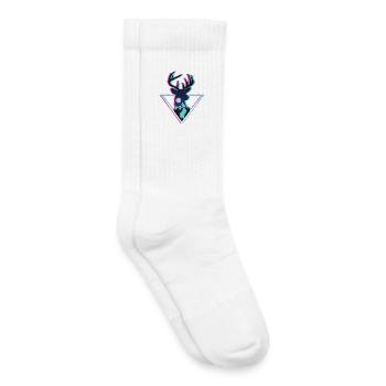 Art du triangle néon de la Montagne Cosmique des Cerfs - Chaussettes de tennis bio enfant - blanc - Droite