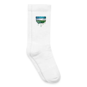 Art du drapeau tombé en Ouzbékistan - Chaussettes de tennis bio enfant - blanc - Droite