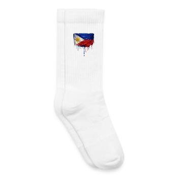 Art de la chute du drapeau philippin - Chaussettes de tennis bio enfant - blanc - Droite