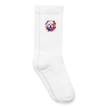 Art éclaboussuré coloré de chien en Bichon Fris - Chaussettes de tennis bio enfant - blanc - Droite