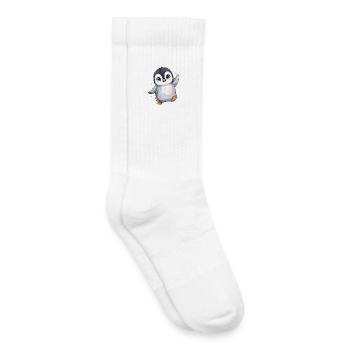 Délice en cœur de pingouin pastel - Chaussettes de tennis bio enfant - blanc - Droite
