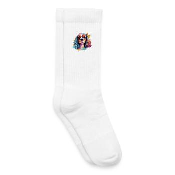Cavalier King Charles Spaniel Hund Farbenfroh - Kinder Tennissocken - Weiß - Rechts