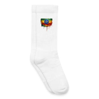 Ethiopia Flag in Drop Art - Kids Tennis Socks - white - Right