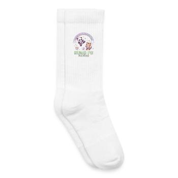 Kawaii Panda Tiger Kung Fu Fighting Pastel - Kids Tennis Socks - white - Right
