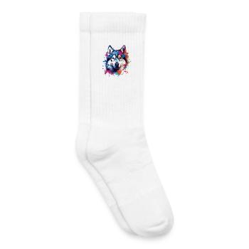 Bunter Hund Splash Art Husky - Kinder Tennissocken - Weiß - Rechts