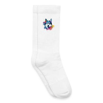 Bunter Husky Splash Art Hund - Kinder Tennissocken - Weiß - Rechts
