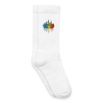 Hamburg mit farbenfroh verlaufender Farbe - Kinder Tennissocken - Weiß - Rechts