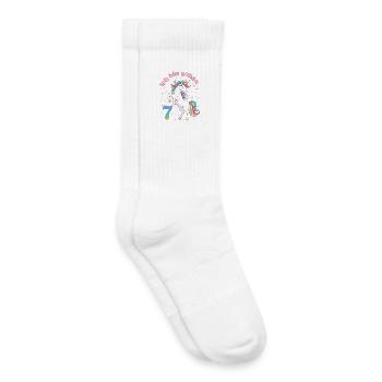 7th Birthday Unicorn Girl I'm already 7 - Kids Tennis Socks - white - Right