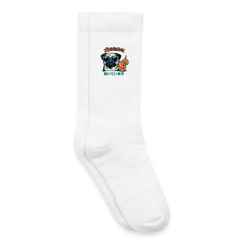 Funny Pug Lover Japanese I Work For My Dog - Kids Tennis Socks - white - Right